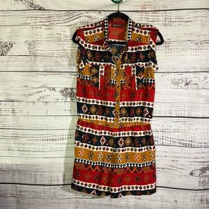 Speed Control Multicolor Geometric Print Romper